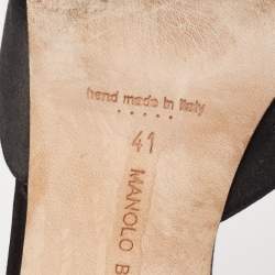 Manolo Blahnik Black Satin Hangisi Mules Size 41