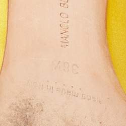 Pre Owned Manolo Blahnik Yellow Satin Okkava Pumps Size 36.5