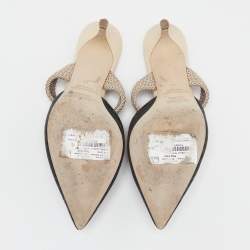 Pre Owned صندل مول مالون سولييه رافيا مايسي وكانفاس غليتر لونين مقدمة مدببة مقاس 41