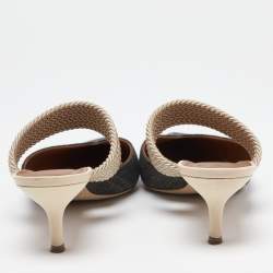 Pre Owned صندل مول مالون سولييه رافيا مايسي وكانفاس غليتر لونين مقدمة مدببة مقاس 41