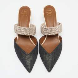 Pre Owned صندل مول مالون سولييه رافيا مايسي وكانفاس غليتر لونين مقدمة مدببة مقاس 41