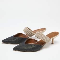 Pre Owned صندل مول مالون سولييه رافيا مايسي وكانفاس غليتر لونين مقدمة مدببة مقاس 41