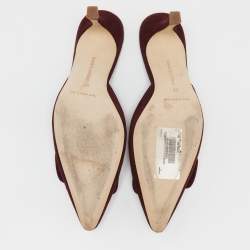 Pre Owned Manolo Blahnik Burgundy Suede Maysale Mules Size 37 