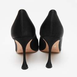 مملوكة مسبقًا Manolo Blahnik Black Satin Matik Peep Toe Pumps Size 38.5 