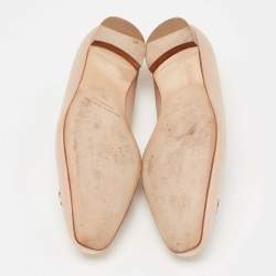 Pre Owned Manolo Blahnik Light Pink Satin Crystal Embellished Buckle Ballet Flats Size 38