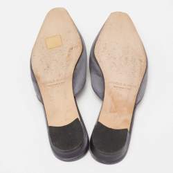 Manolo Blahnik Grey Satin Okkatomu Crystal Embellished Crest Flat Mules Size 39