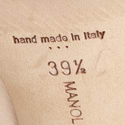 Pre Owned Manolo Blahnik Beige Satin Hangisi  Pumps Size 39.5 