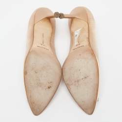 Pre Owned Manolo Blahnik Beige Satin Hangisi  Pumps Size 39.5 