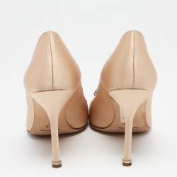 Pre Owned Manolo Blahnik Beige Satin Hangisi  Pumps Size 39.5 