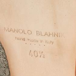 Pre Owned Manolo Blahnik Grey Lace and Satin Hangisi Ballet Flats Size 40.5