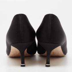 Pre Owned حذاء كعب عالي مانولو بلانيك هانغيسي ساتان أسود مقاس 42 