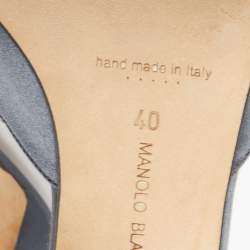 Manolo Blahnik Grey Satin Hangisi Mule Sandals Size 40