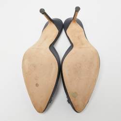 Manolo Blahnik Grey Satin Hangisi Mule Sandals Size 40