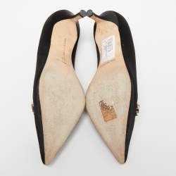 Pre Owned Manolo Blahnik Black Satin Lurum Pumps Size 37