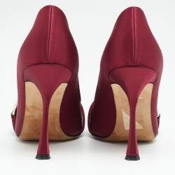 Pre Owned Manolo Blahnik Burgundy Satin Tartonacri Pumps Size 40