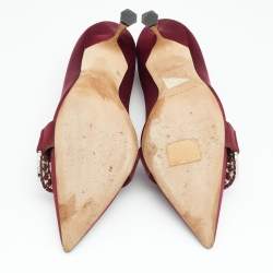 Pre Owned Manolo Blahnik Burgundy Satin Tartonacri Pumps Size 40