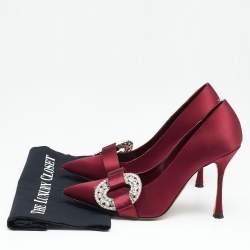 Pre Owned Manolo Blahnik Burgundy Satin Tartonacri Pumps Size 40