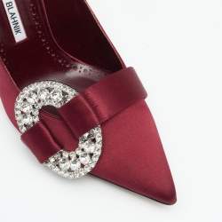 Pre Owned Manolo Blahnik Burgundy Satin Tartonacri Pumps Size 40
