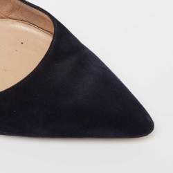 Manolo Blahnik Navy Blue Suede BB Pointed Toe Pumps Size 35.5