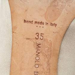 Pre Owned Manolo Blahnik Grey Satin Hangisi Pumps Size 35