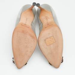 Pre Owned حذاء كعب عالي مانولو بلانيك هانغيسي ساتان رصاصي مقاس 36