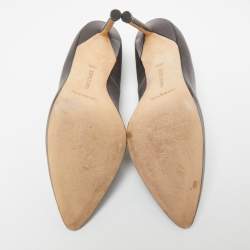 Pre Owned حذاء كعب عالي مانولو بلانيك هانغيسي ساتان رصاصي مقاس 40.5