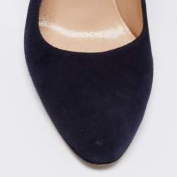 Pre Owned Manolo Blahnik Navy Blue Suede BB Pumps Size 38