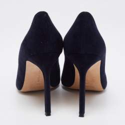 Pre Owned Manolo Blahnik Navy Blue Suede BB Pumps Size 38