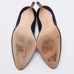 Pre Owned Manolo Blahnik Navy Blue Suede BB Pumps Size 38
