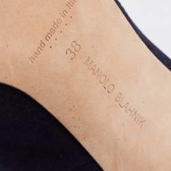 Pre Owned Manolo Blahnik Navy Blue Suede BB Pumps Size 38