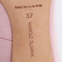 Pre Owned Manolo Blahnik Pink Satin Hangisi Pumps Size 37