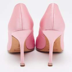 Pre Owned Manolo Blahnik Pink Satin Hangisi Pumps Size 37