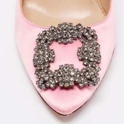 Pre Owned Manolo Blahnik Pink Satin Hangisi Pumps Size 37