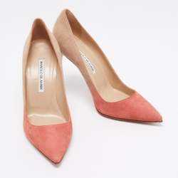 Pre Owned Manolo Blahnik Ombré Beige Suede BB Pointed Toe Pumps Size 38