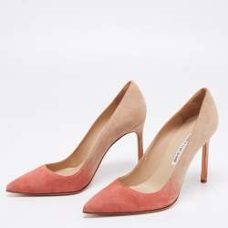Pre Owned Manolo Blahnik Ombré Beige Suede BB Pointed Toe Pumps Size 38