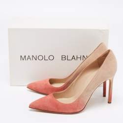 Pre Owned Manolo Blahnik Ombré Beige Suede BB Pointed Toe Pumps Size 38