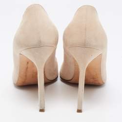 Pre Owned Manolo Blahnik Beige Suede Round Toe Pumps Size 38