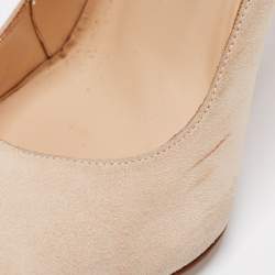 Pre Owned Manolo Blahnik Beige Suede Round Toe Pumps Size 38