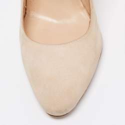 Pre Owned Manolo Blahnik Beige Suede Round Toe Pumps Size 38