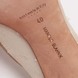 Manolo Blahnik Beige Suede and Lace Pointed-Toe Pumps Size 40
