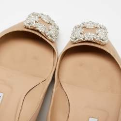 Pre Owned حذاء باليرينا فلات مانولو بلانيك هانغيسي ساتان بيج مقاس 41