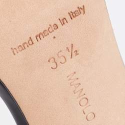 Pre Owned صندل مانولو بلانيك سبيزيا جلد أسود سير كاحل مقاس 35.5