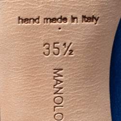 Pre Owned حذاء كعب عالي مانولو بلانيك نديرا ساتان أزرق ملكي بمقدمة مدببة مقاس 35.5