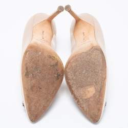 مملوكة مسبقًا حذاء كعب عالي مانولو بلانيك هانغيسي ساتان بيج مقاس 38.5