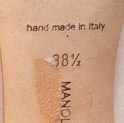 مملوكة مسبقًا حذاء كعب عالي مانولو بلانيك هانغيسي ساتان بيج مقاس 38.5