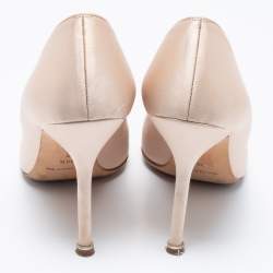 مملوكة مسبقًا حذاء كعب عالي مانولو بلانيك هانغيسي ساتان بيج مقاس 38.5