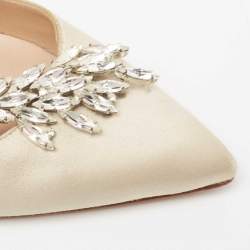 Pre Owned حذاء كعب عالي مانولو بلانيك ناديرا ساتان عاجي مقاس 34.5