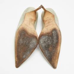 Manolo Blahnik Mint Green Suede BB Pointed Toe Pumps Size 39
