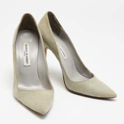 Manolo Blahnik Mint Green Suede BB Pointed Toe Pumps Size 39