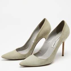 Manolo Blahnik Mint Green Suede BB Pointed Toe Pumps Size 39